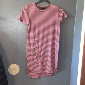 Pink and white stripped t-shirt dress